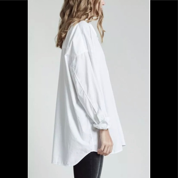 R13 Drop Neck Oxford Shirt white. Size medium - Picture 4 of 10